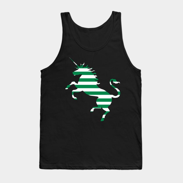 Glasgow Celtic Football Club Green and White Hooped Unicorn Silhouette Tank Top by MacPean